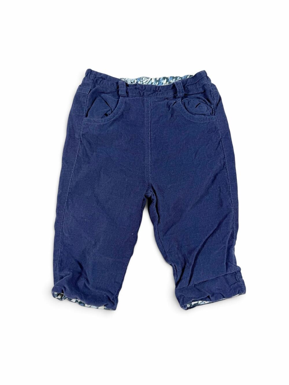 Liberty London Baby Corduroy Pants Blue Floral Reversible Size 6 months